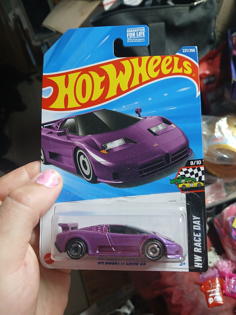 the Hot Wheels '94 Bugatti EB110 SS in pearl purple